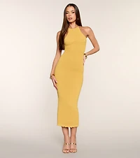 It Girl High Neck Lace Up Maxi Dress