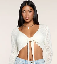 Knit Crush Tie Front Crop Top