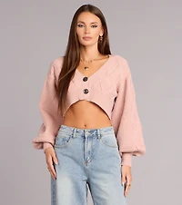 Off Duty Charm Cable Knit Crop Cardigan