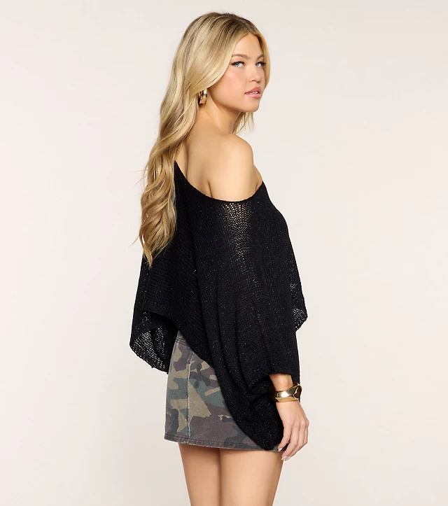 Sheer Shimmer Off-The-Shoulder Poncho