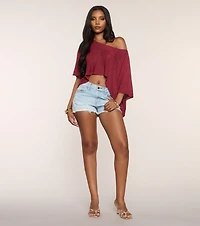 So Breezy Off-Shoulder Poncho Top