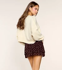 Cozy Cut Rib Trim Cropped Sweater