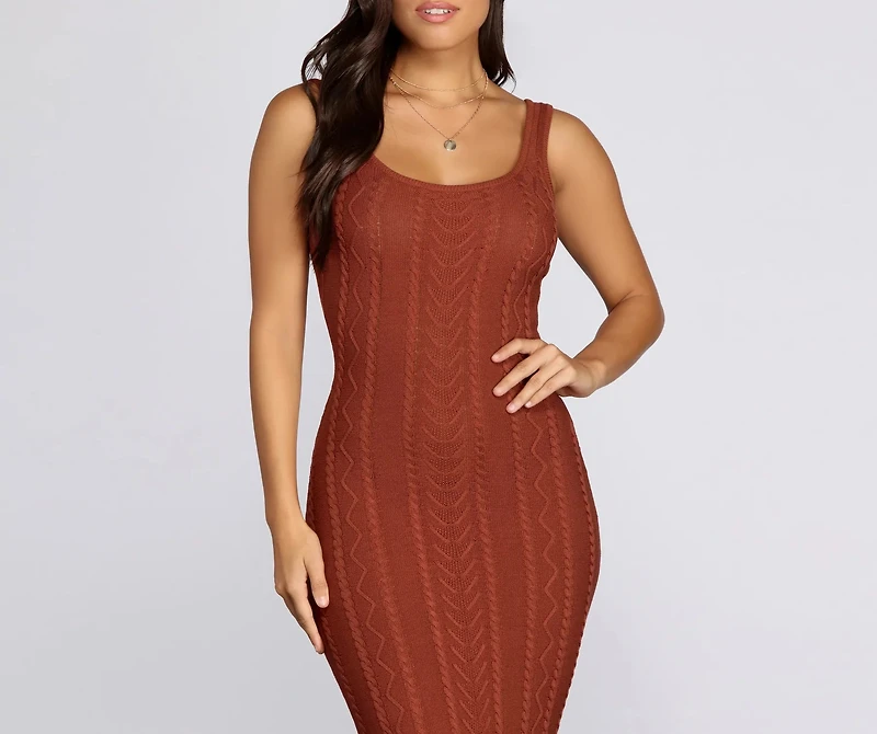 Falling For Knit Midi Dress