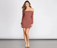 Feelin' Sweet Off Shoulder Sweater Dress