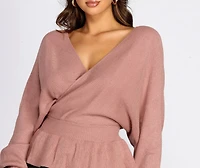 Kimono Sleeve Peplum Top