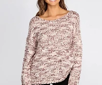 Wide Neck Confetti Knit Sweater