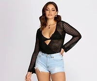 Bohemian Crochet Bell Sleeve Bodysuit