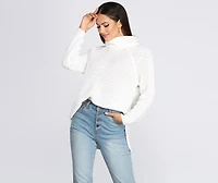 Waffle Knit Turtleneck Sweater