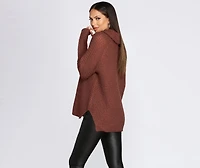 Waffle Knit Turtleneck Sweater