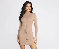 Oh-La-Lace Up Sweater Dress