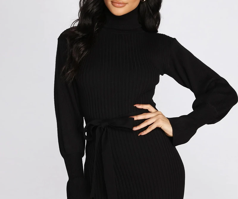 Caught The Midi Turtleneck Sweater Dress