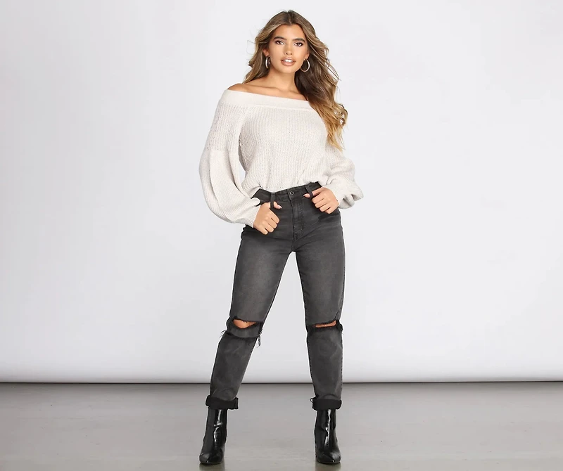 Perfect Puff Sleeve Off The Shoulder Sweater