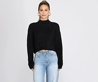 Angora Knit Mock Neck Sweater