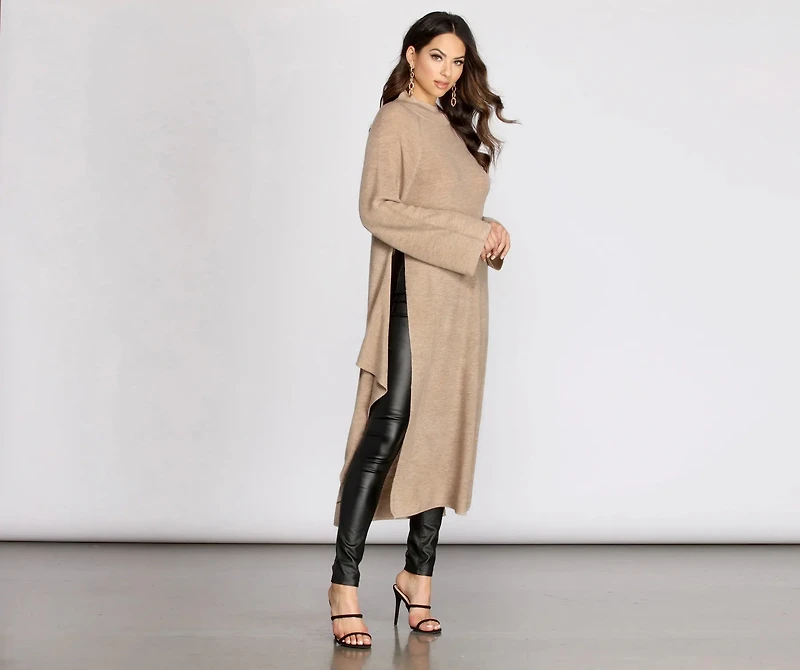 Knit Mini Tie-Waist Sweater Dress