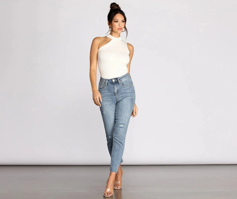 All The Looks Asymmetric Ribbed Top