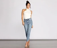 All The Looks Asymmetric Ribbed Top