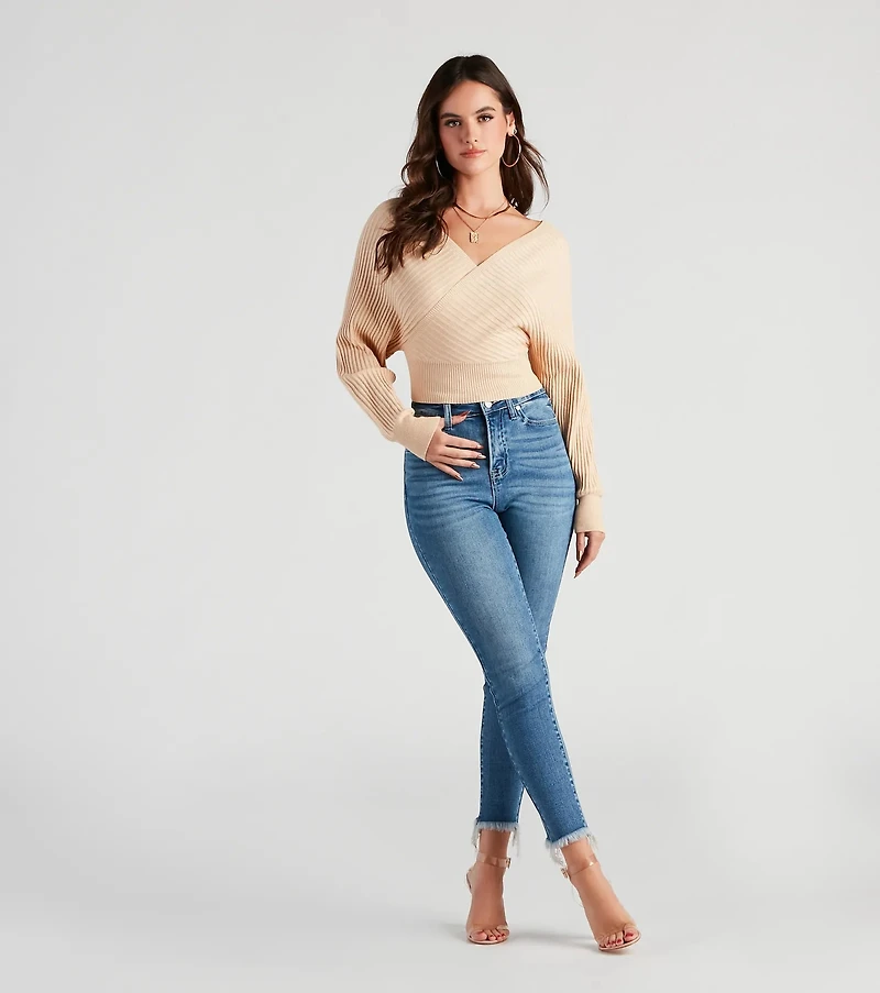 Doll It Up Open Back Ribbed Sweater