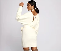 Tie Front Wrap Mini Sweater Dress