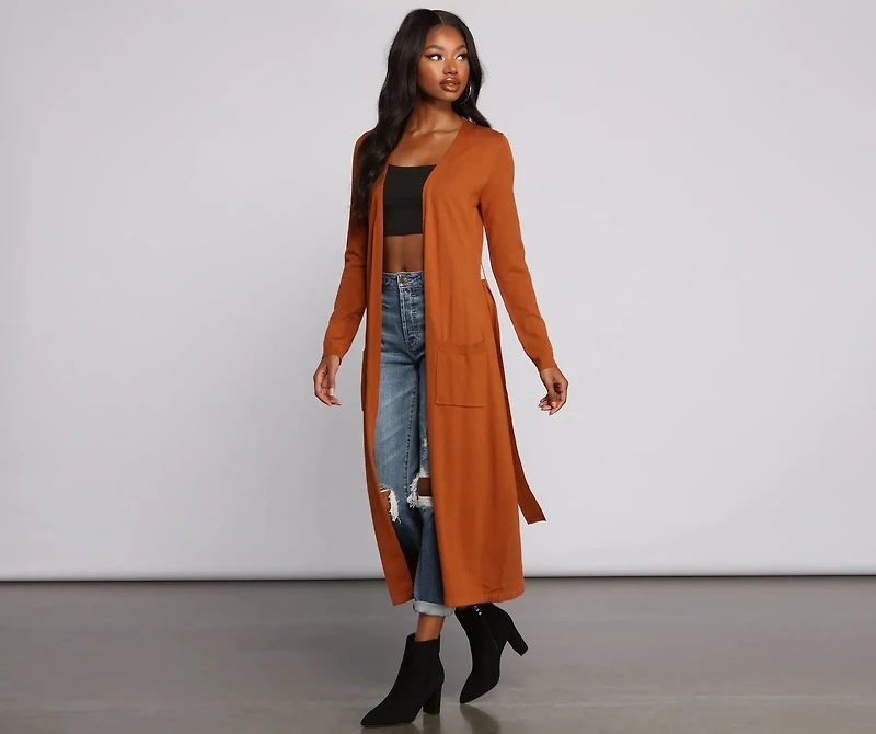 So Chic Tie Waist Duster