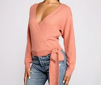 Surplice Sweetie Tie Waist Sweater