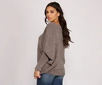 Chenille Knit Dolman Sleeve Sweater