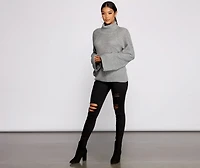 So Chic Surplice Open Back Sweater