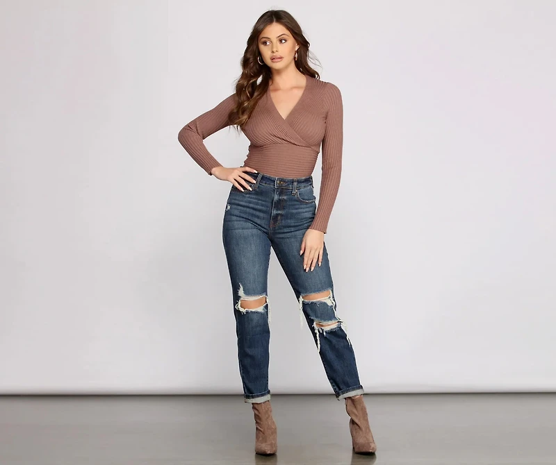 Cozy Ribbed Knit Long Sleeve Top
