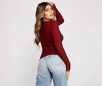 Cozy Ribbed Knit Long Sleeve Top