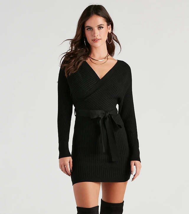 red knitted dresses LUNA OFF SHOULDER KNIT DRESS IN RED main image 1