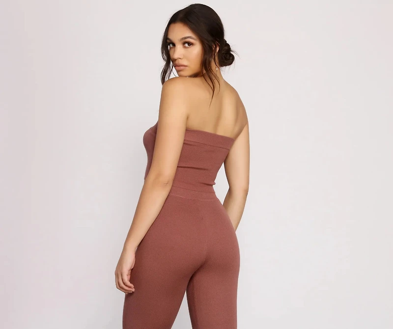Keeping Knit Casual Crop Tube Top