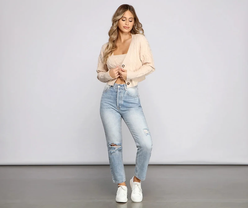 She's A Trendsetter Cable Knit Cardigan