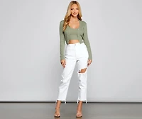 Basic Ribbed Knit Cropped Halter Top
