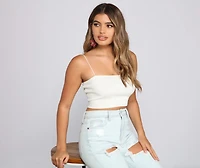 Basic Ribbed Knit Crop Top