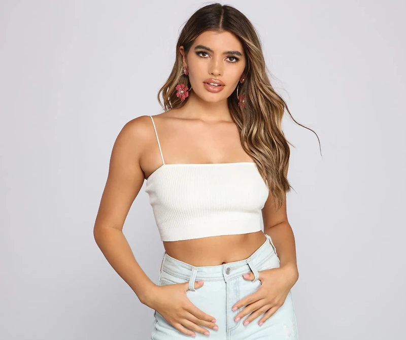 Basic Ribbed Knit Crop Top
