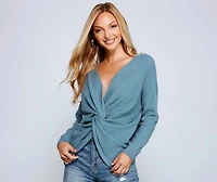 Twist And Stun Knot Back Sweater