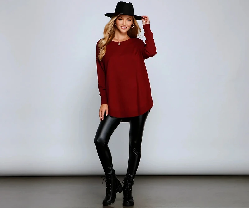 Cozy Basic Lattice Back Tunic