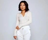 Collared and Chic Ribbed Top