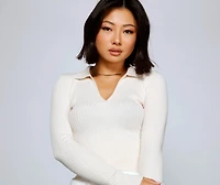 Collared and Chic Ribbed Top