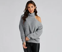 Chic Cold-Shoulder Knit Sweater