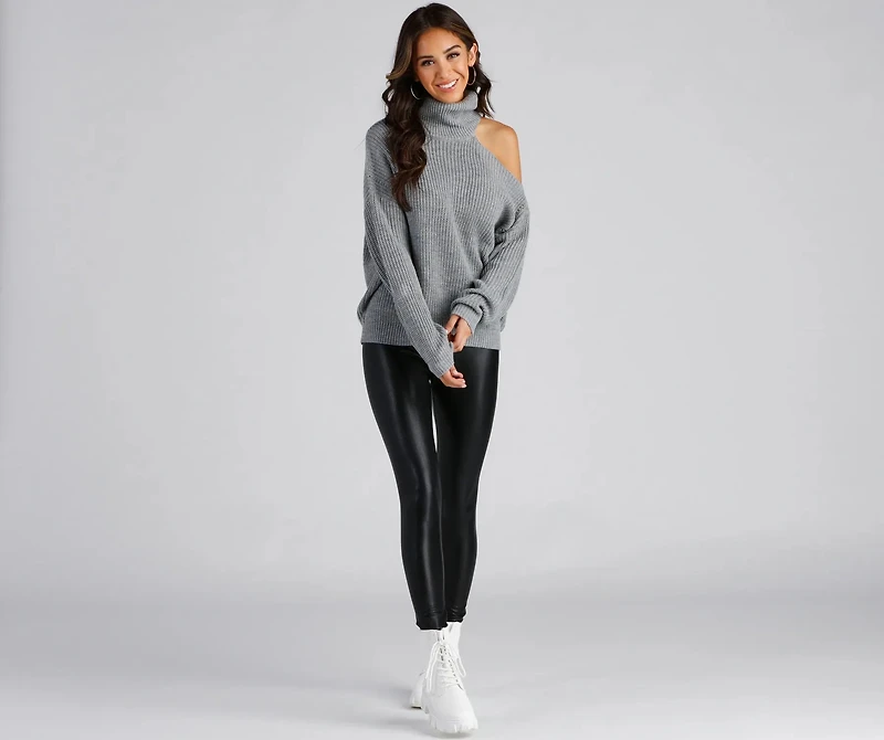 Chic Cold-Shoulder Knit Sweater