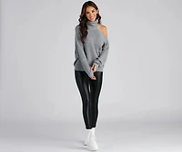 Chic Cold-Shoulder Knit Sweater