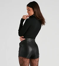 Classic Ribbed Knit Turtleneck Bodysuit