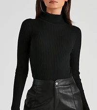 Classic Ribbed Knit Turtleneck Bodysuit