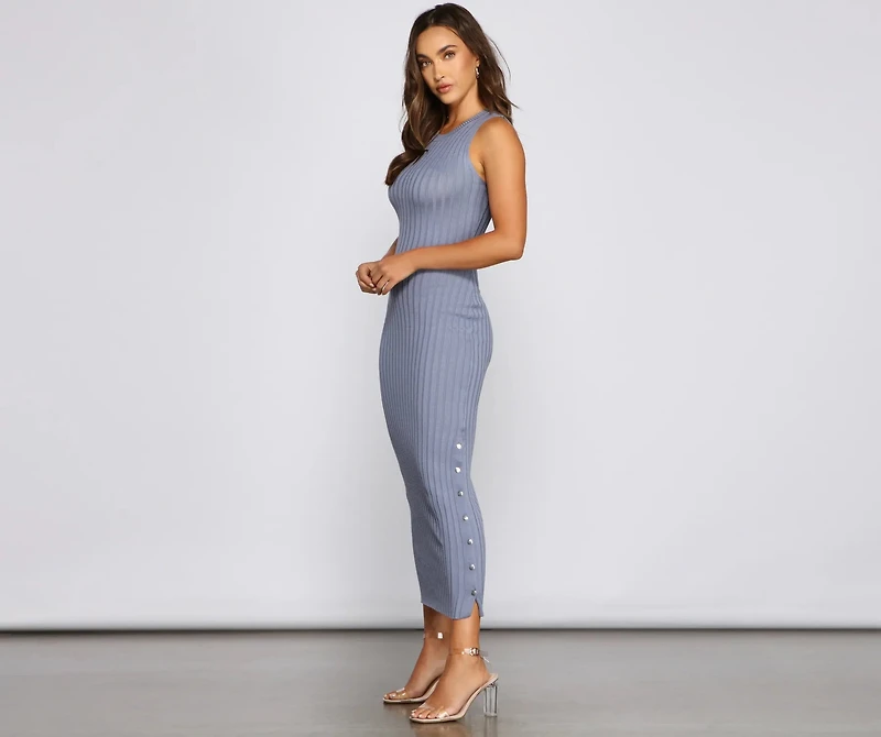 Button Up Style Midi Dress