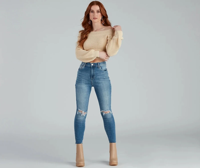 Stay Cute Off-the-Shoulder Sweater