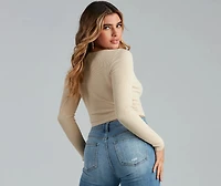 Chic Basic Button-Detail Crop Top