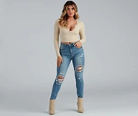 Chic Basic Button-Detail Crop Top