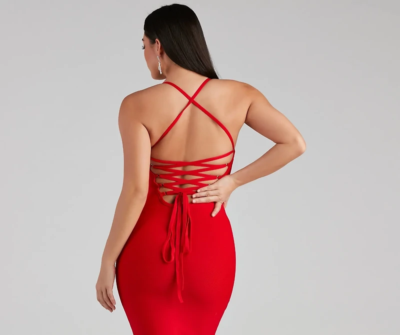 Limelight Lace-Up Bandage Dress