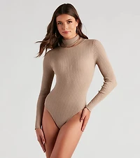 Classic Ribbed Knit Turtleneck Bodysuit