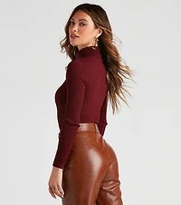 Classic Ribbed Knit Turtleneck Bodysuit